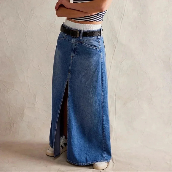 Free People Dresses & Skirts - NWT Free People Come As You Are Denim Maxi Skirt